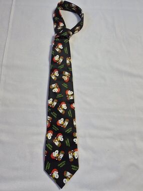 Snoopy Peanuts Happy Holidays Seasons Greetings Merry Christmas Tie Woodstock